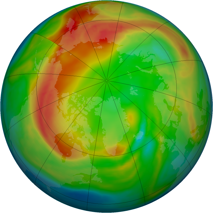 Arctic ozone map for 08 February 2008